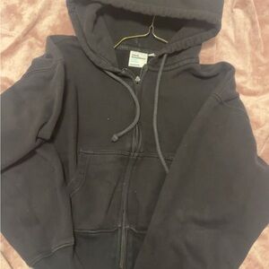 Black Aritzia Cropped Zip Up Hoodie